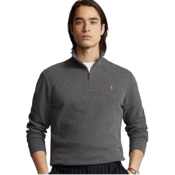 Polo Ralph Lauren Other - Polo by Ralph Lauren Men's Gray Quarter-Zip Estate-Rib Pullover Knit Sweater LG